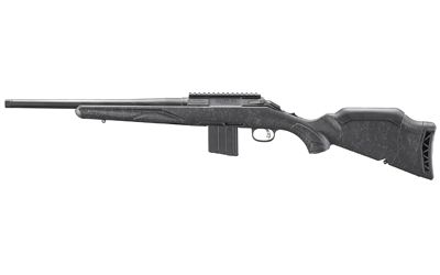 Side view of a modern hunting rifle.