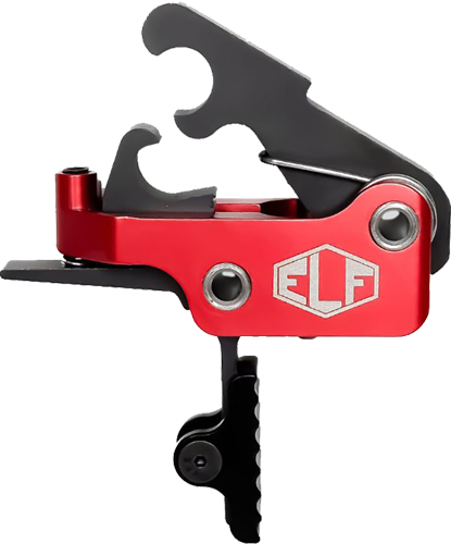 Red and black ELF trigger mechanism for firearms.