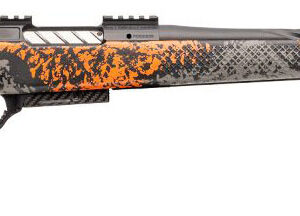 Sporting rifle with a black and orange design.