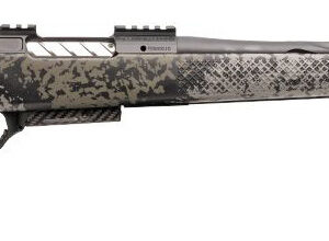 Camouflaged sniper rifle on a white background