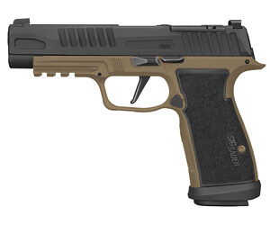 Side view of a SIG Sauer pistol.