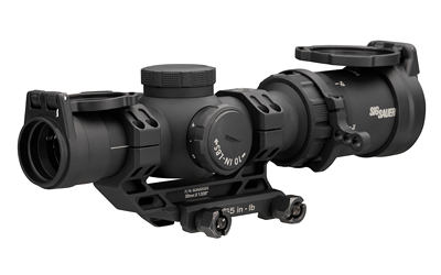 Close-up of a tactical rifle scope.