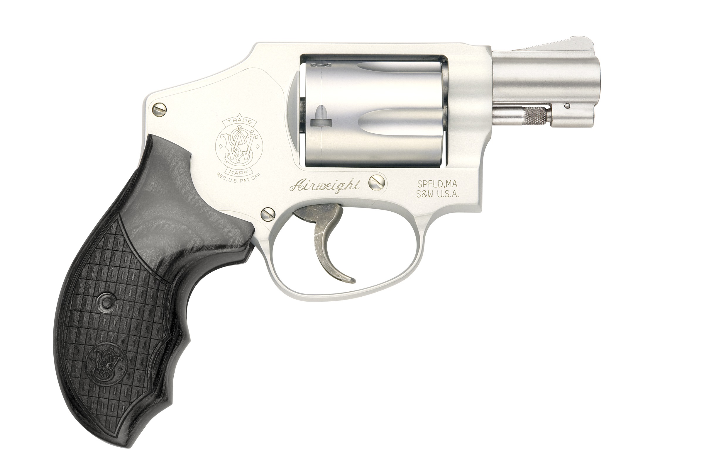 Silver revolver with black grip