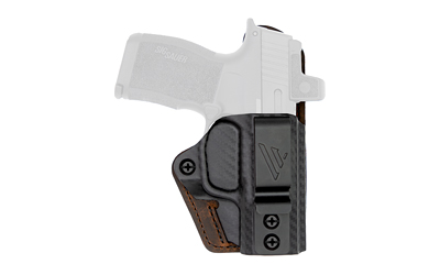 Compact handgun holster showing dual color design.