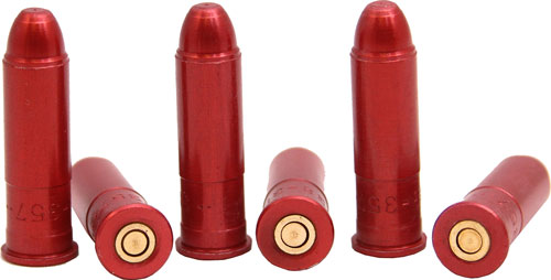 Five red bullet cartridges arranged in a line.