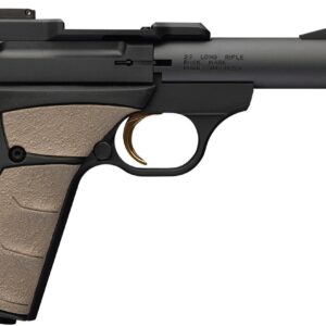 Close-up of a modern handgun with textured grip.