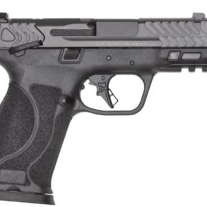 Black semi-automatic handgun on a white background