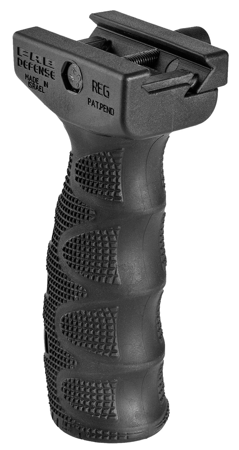 Black ergonomic grip for firearms.