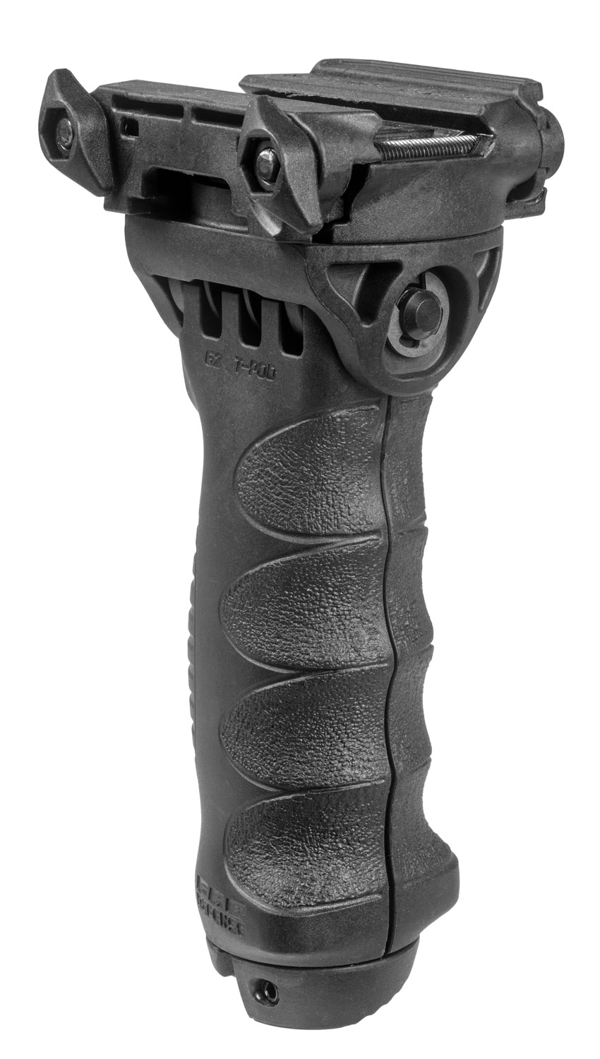Black vertical grip for firearms.