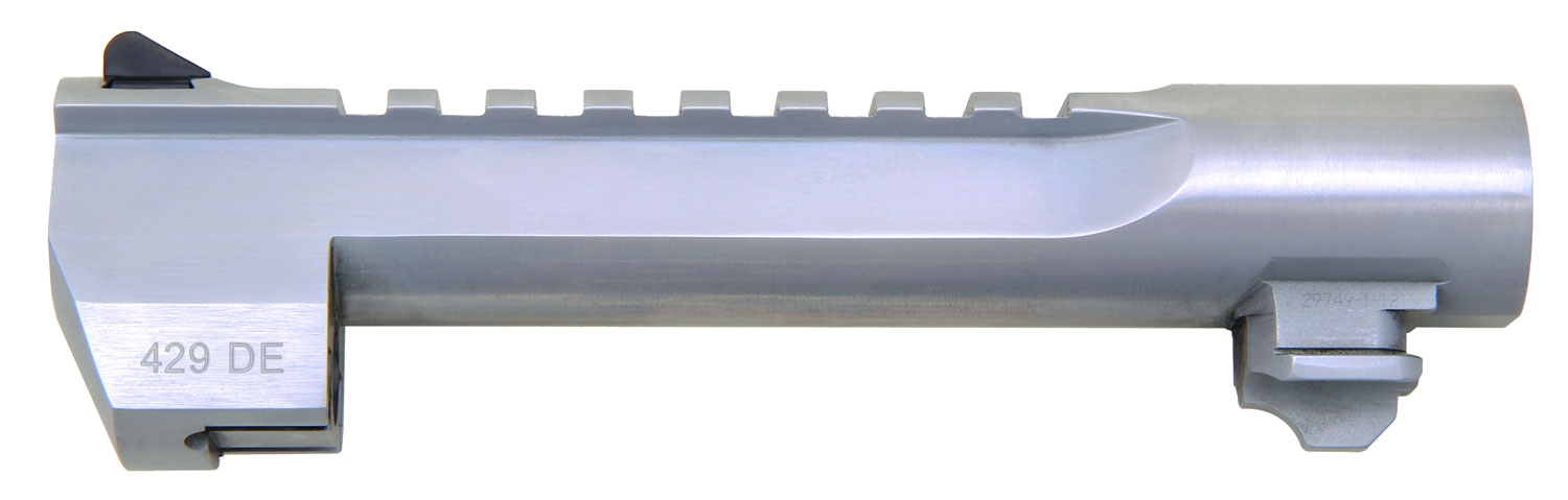 Steel gun barrel with engraved markings.