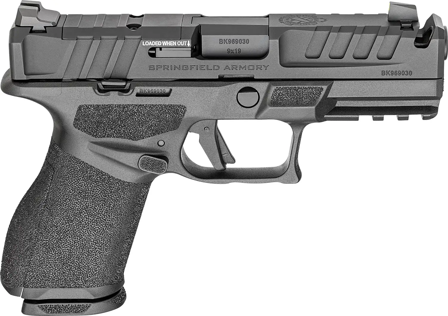 Springfield Armory handgun with textured grip.