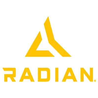 Radian logo in yellow with triangle design.
