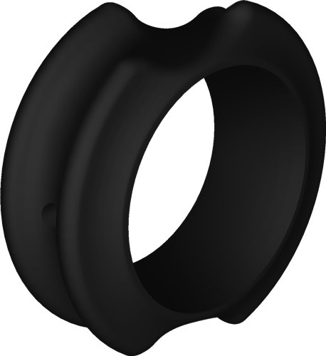 Black ring with unique design features.