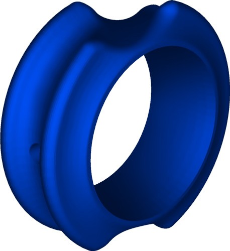 Blue circular ring with a grooved design
