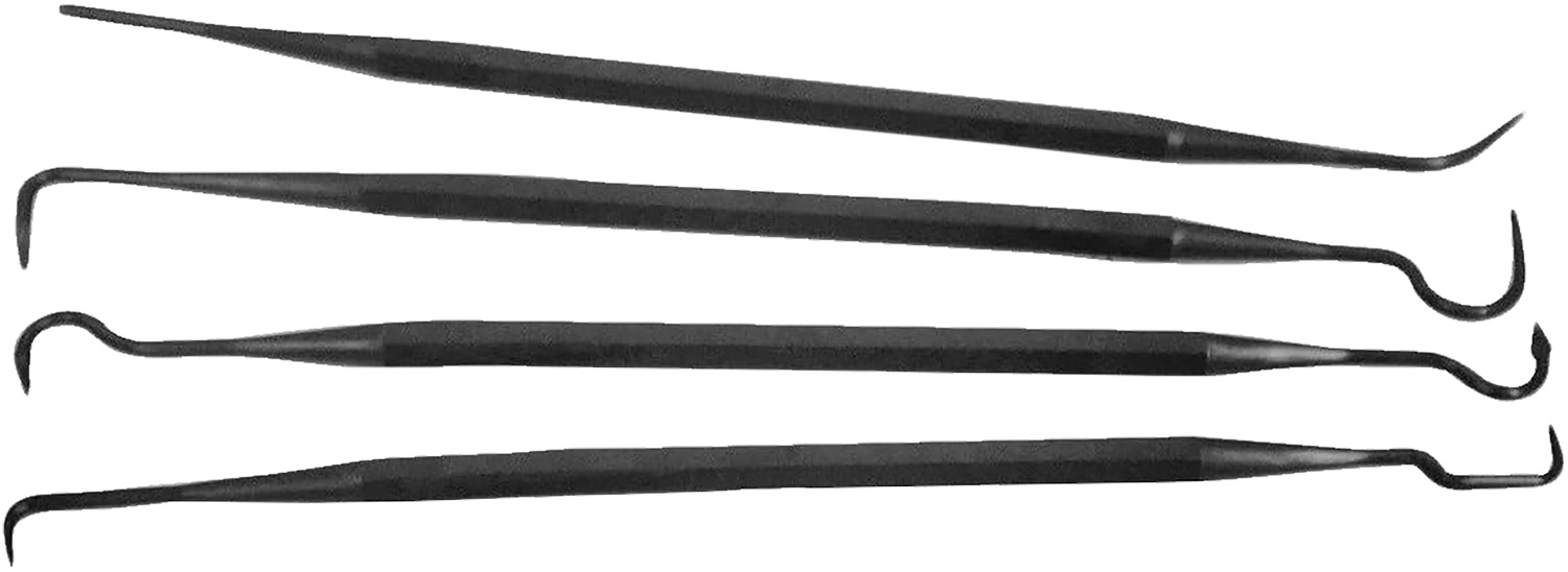Set of black dental tools for cleaning.