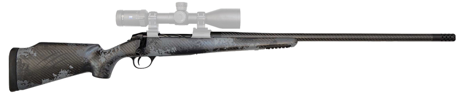 Side view of a carbon fiber rifle.