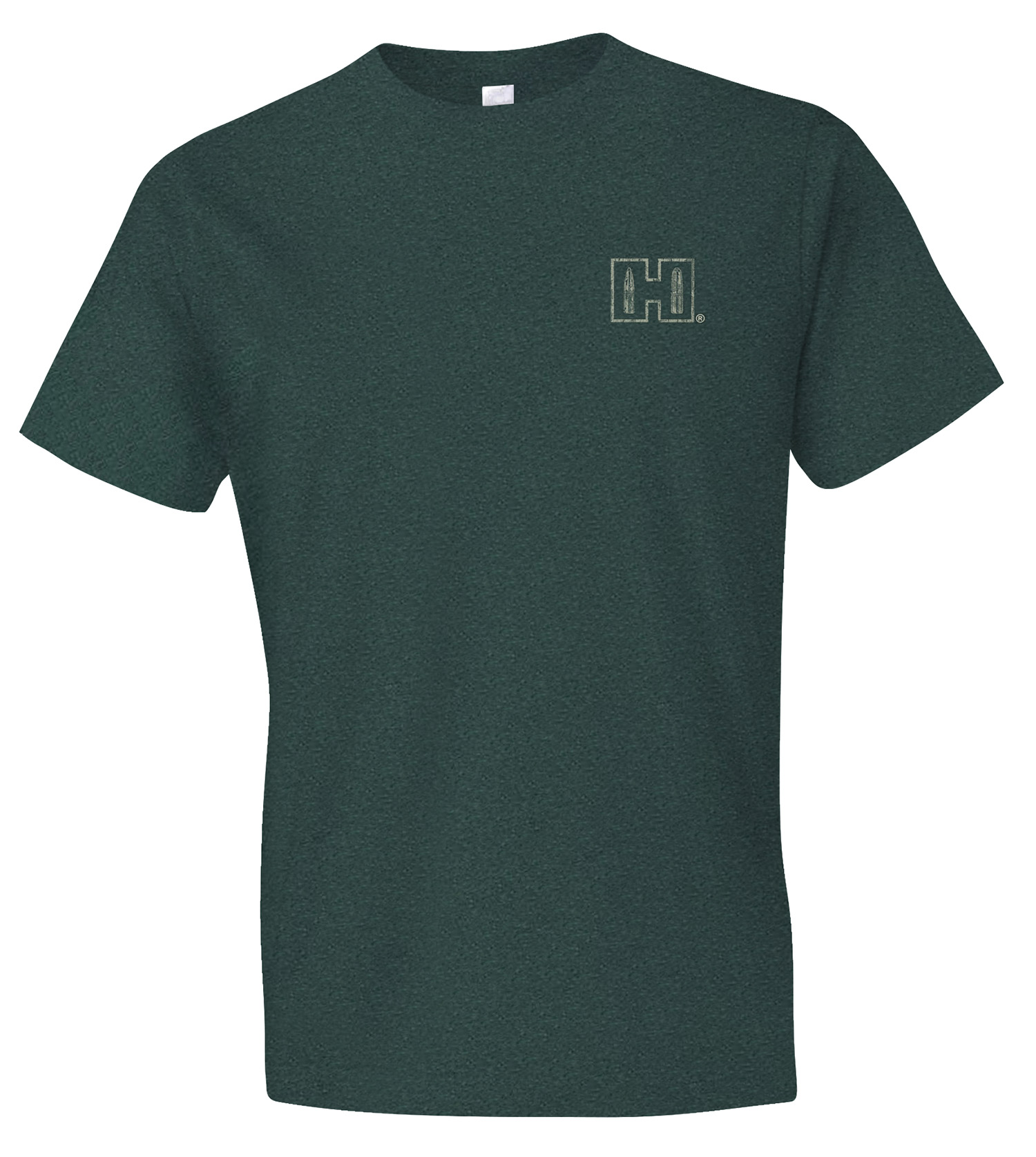 Dark green short-sleeve t-shirt with logo