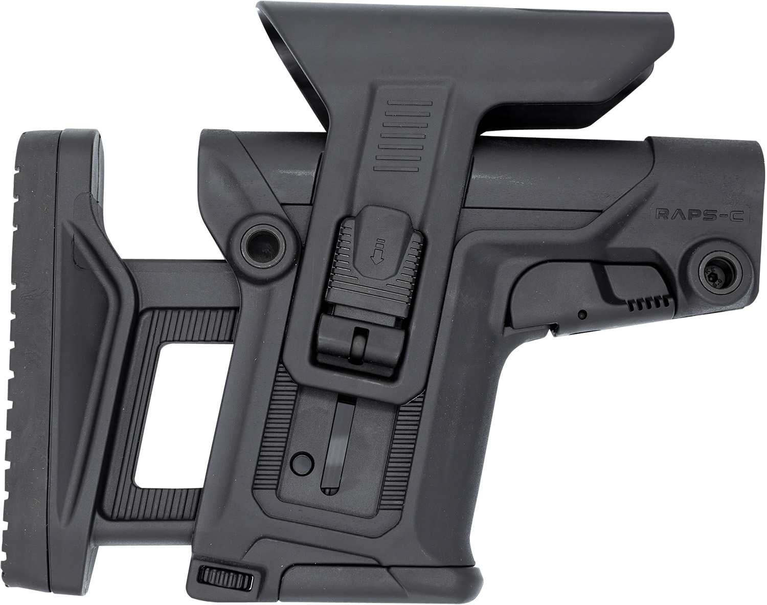 Black tactical stock for firearms
