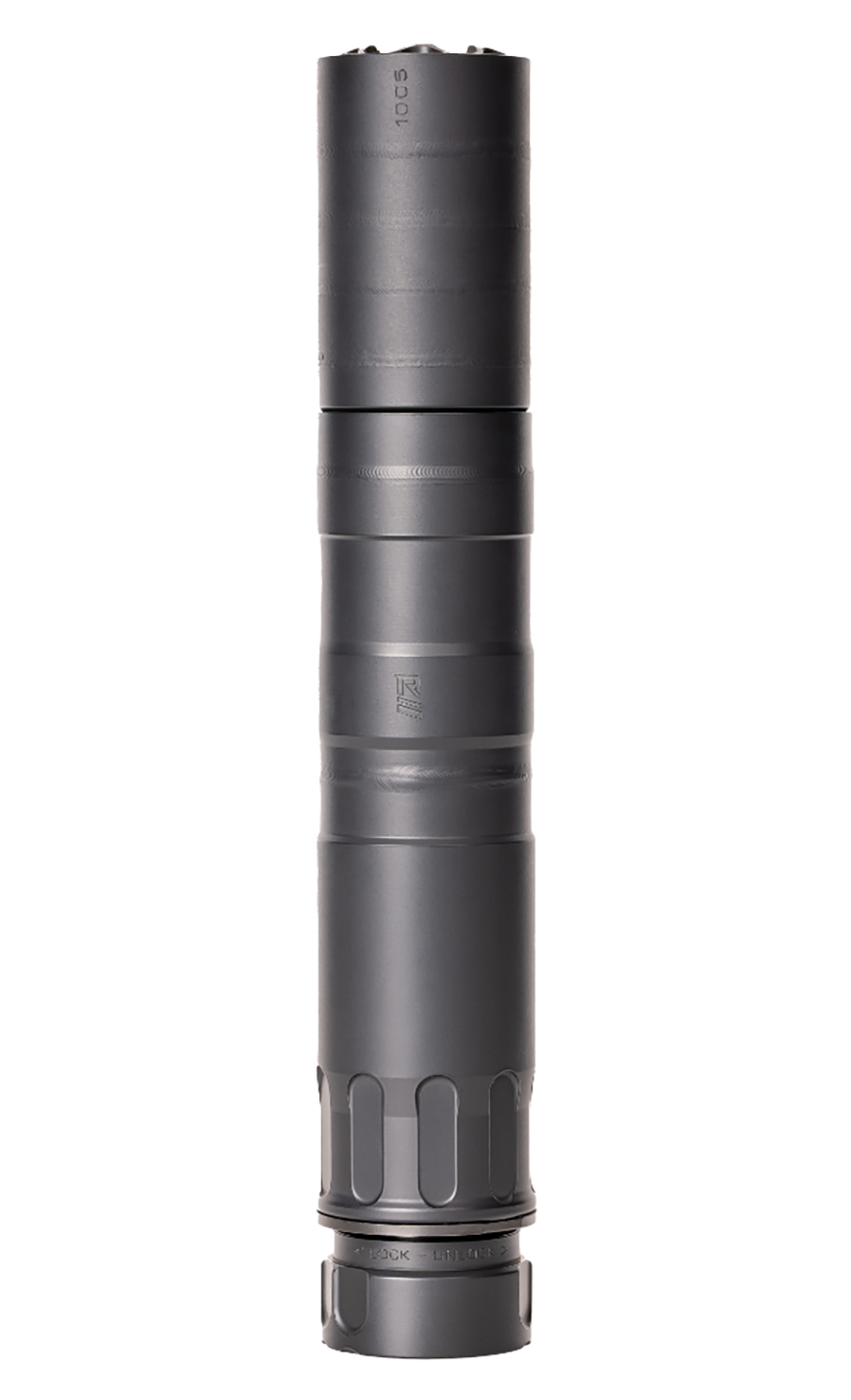 Black portable flashlight with cylindrical design.