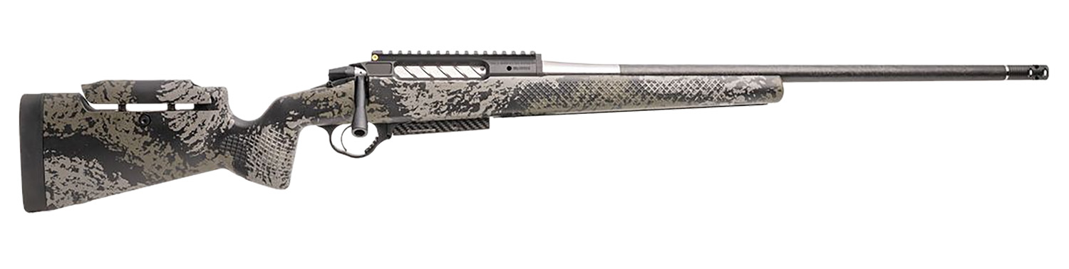 Camouflaged hunting rifle side view