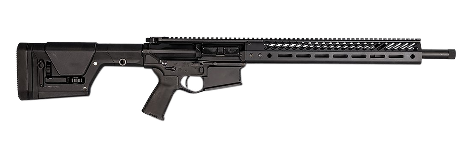 Black rifle with modern design and features.