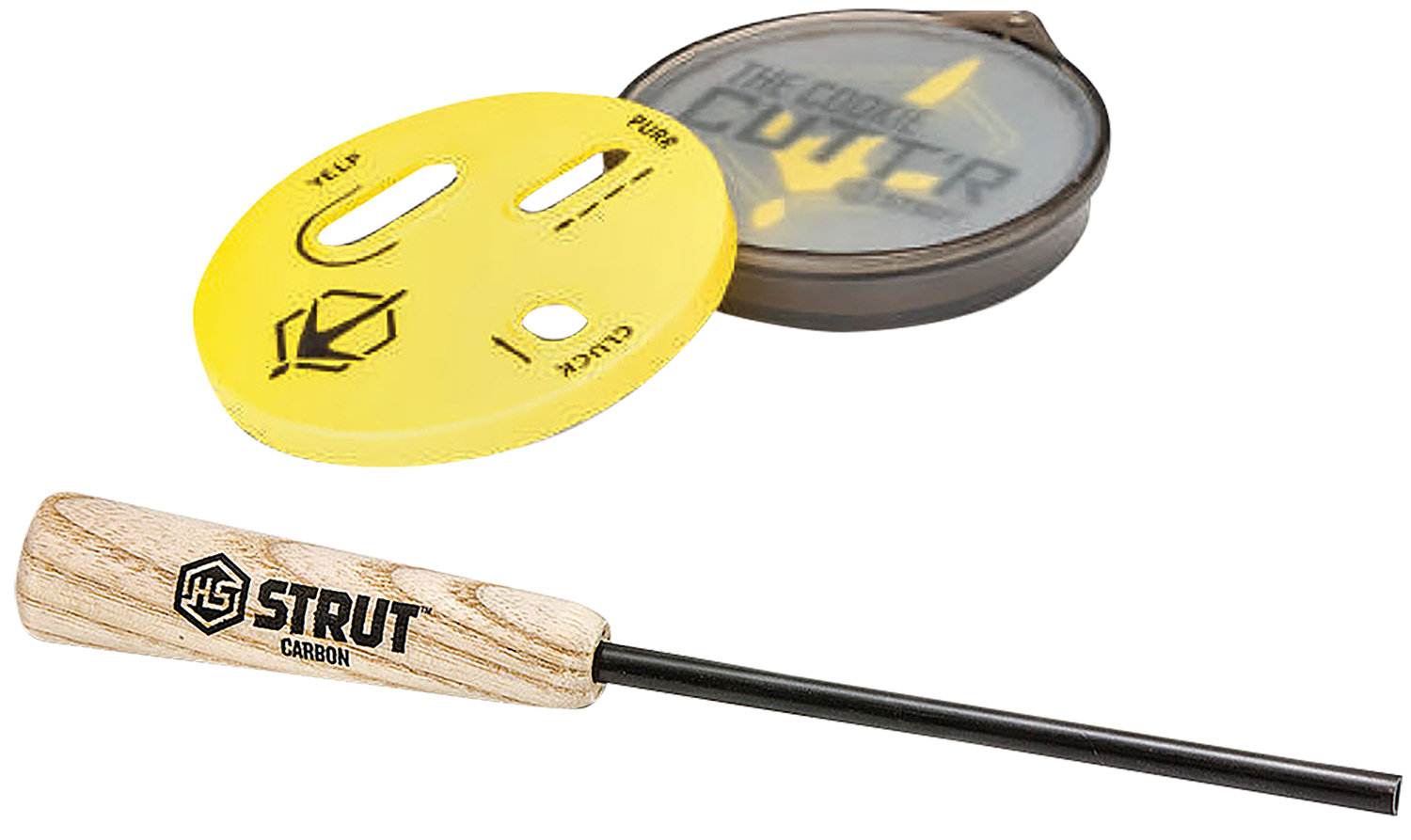 Yellow disc and wooden tool for cutting.