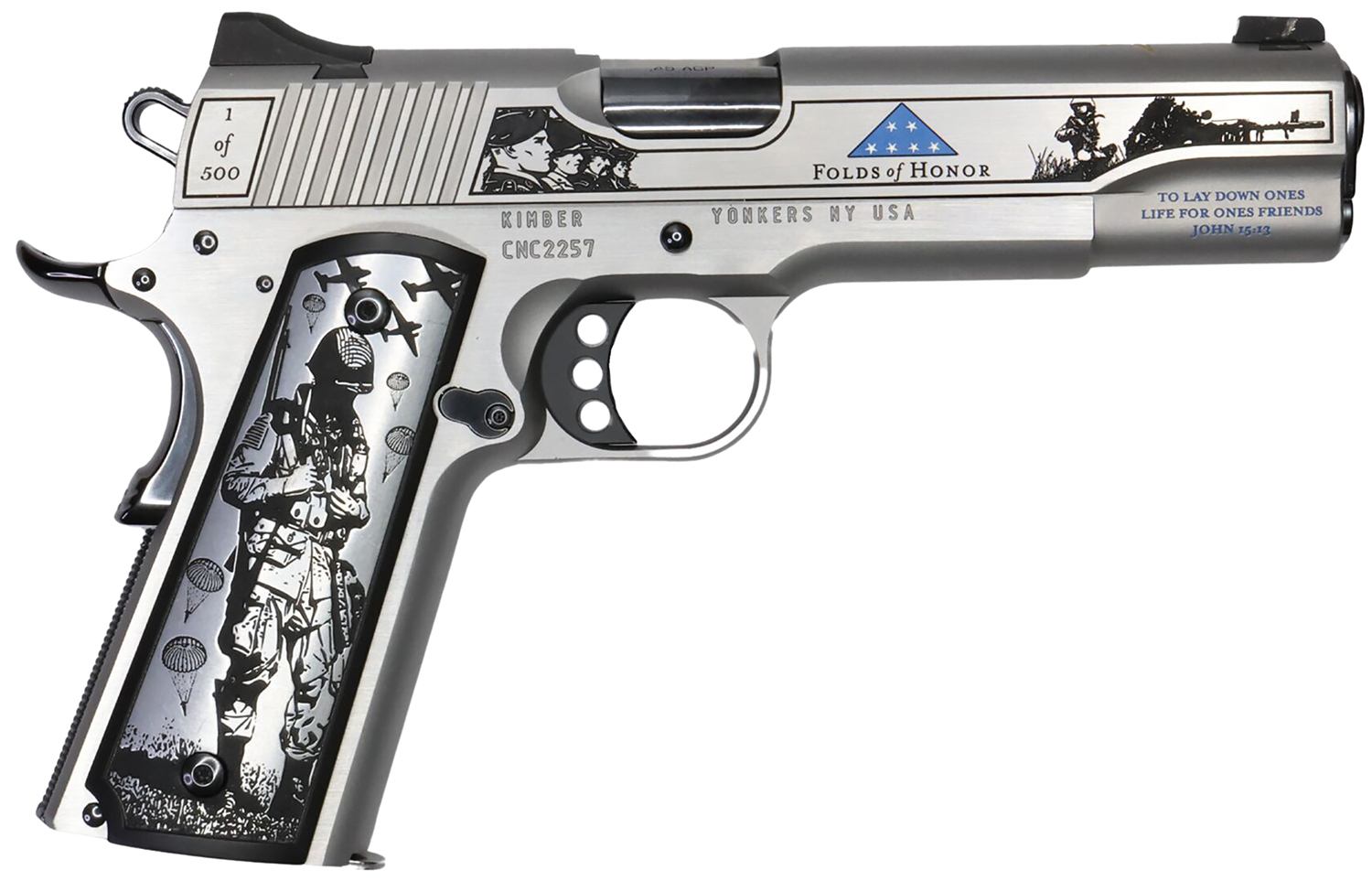 Limited edition decorative handgun with military design