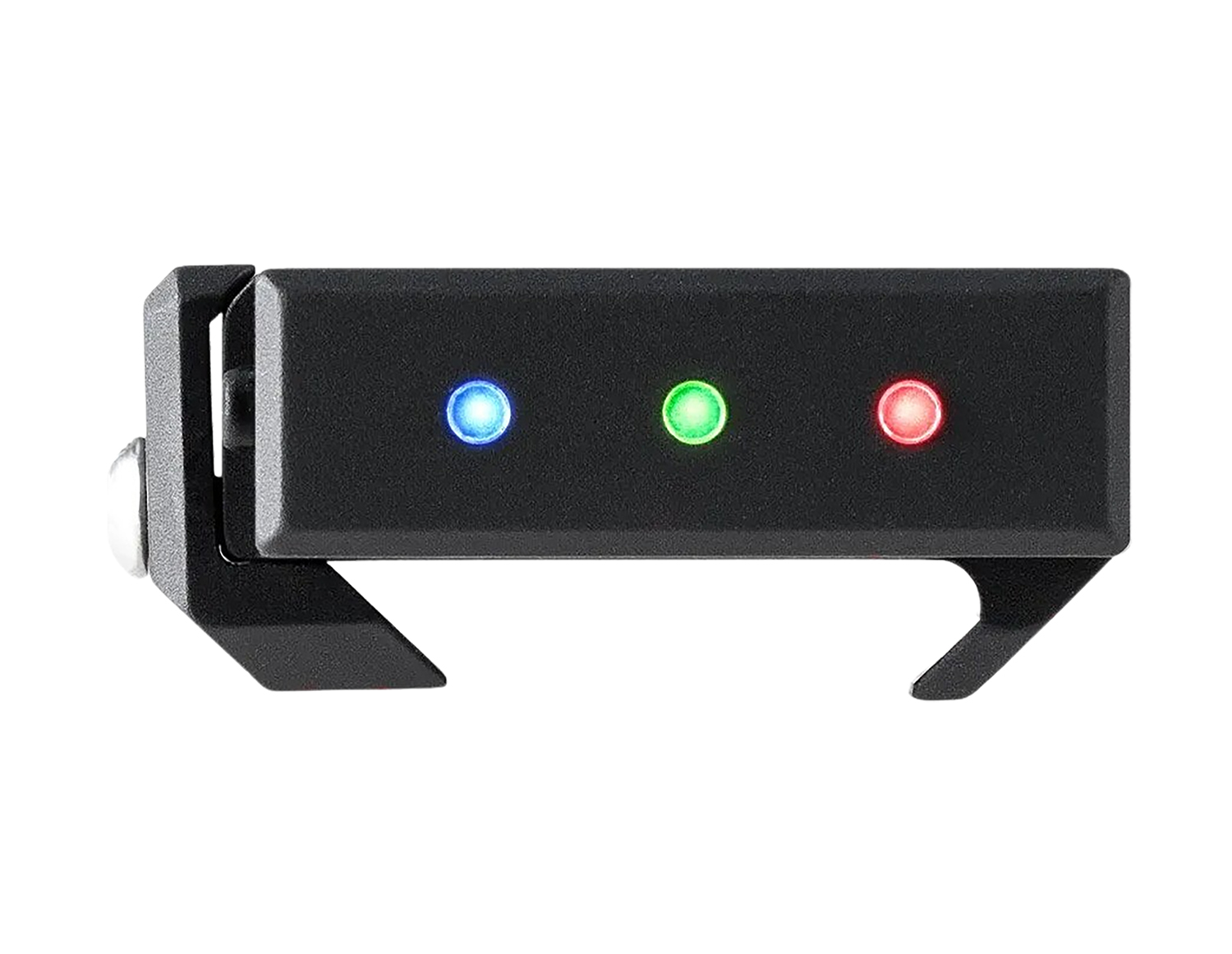 Three LED indicator lights on a black device.