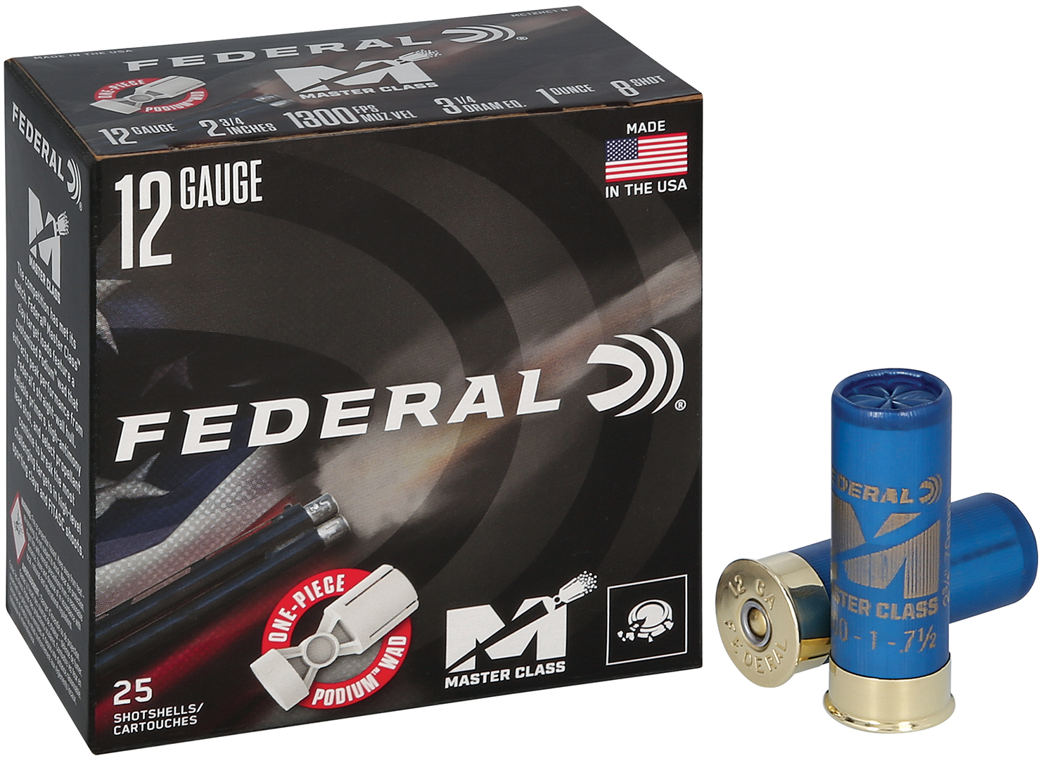 Federal 12 gauge shotgun shells packaging and cartridges.