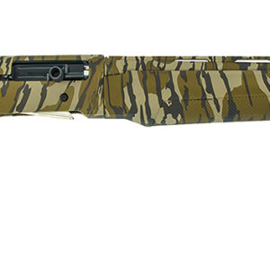 Camo patterned rifle displayed on a white background.
