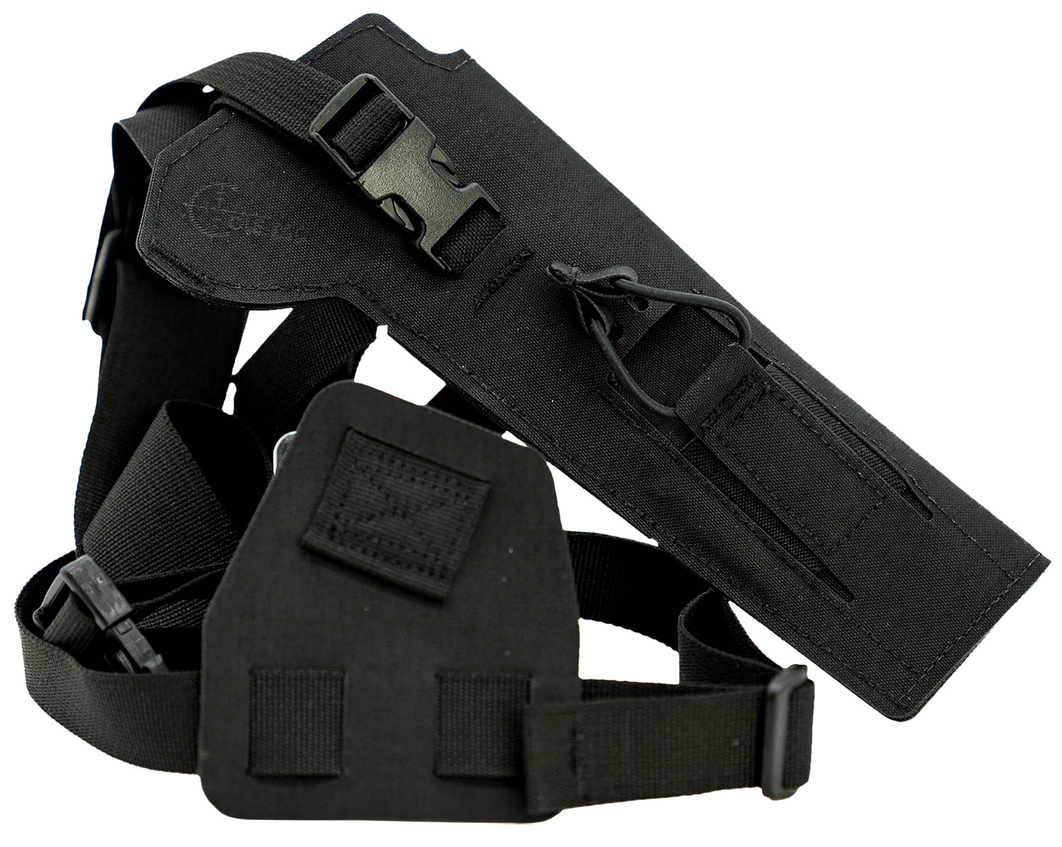 Black tactical gun holster and harness system