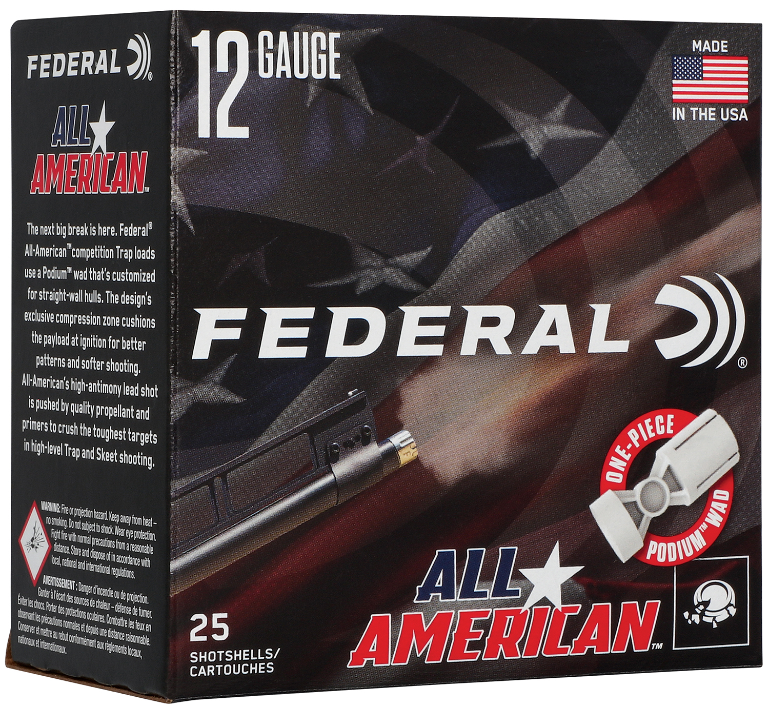 Federal All American 12 gauge shotshell packaging.