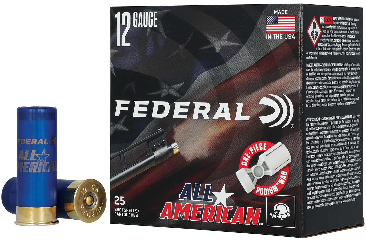 Box of 12 gauge Federal shotgun shells.