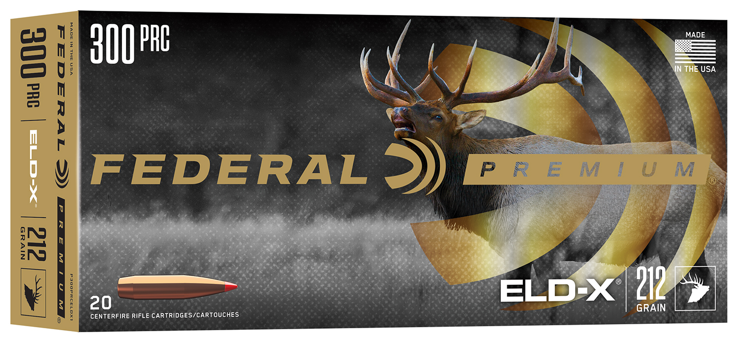 Federal Premium 300 PRC rifle ammunition package.