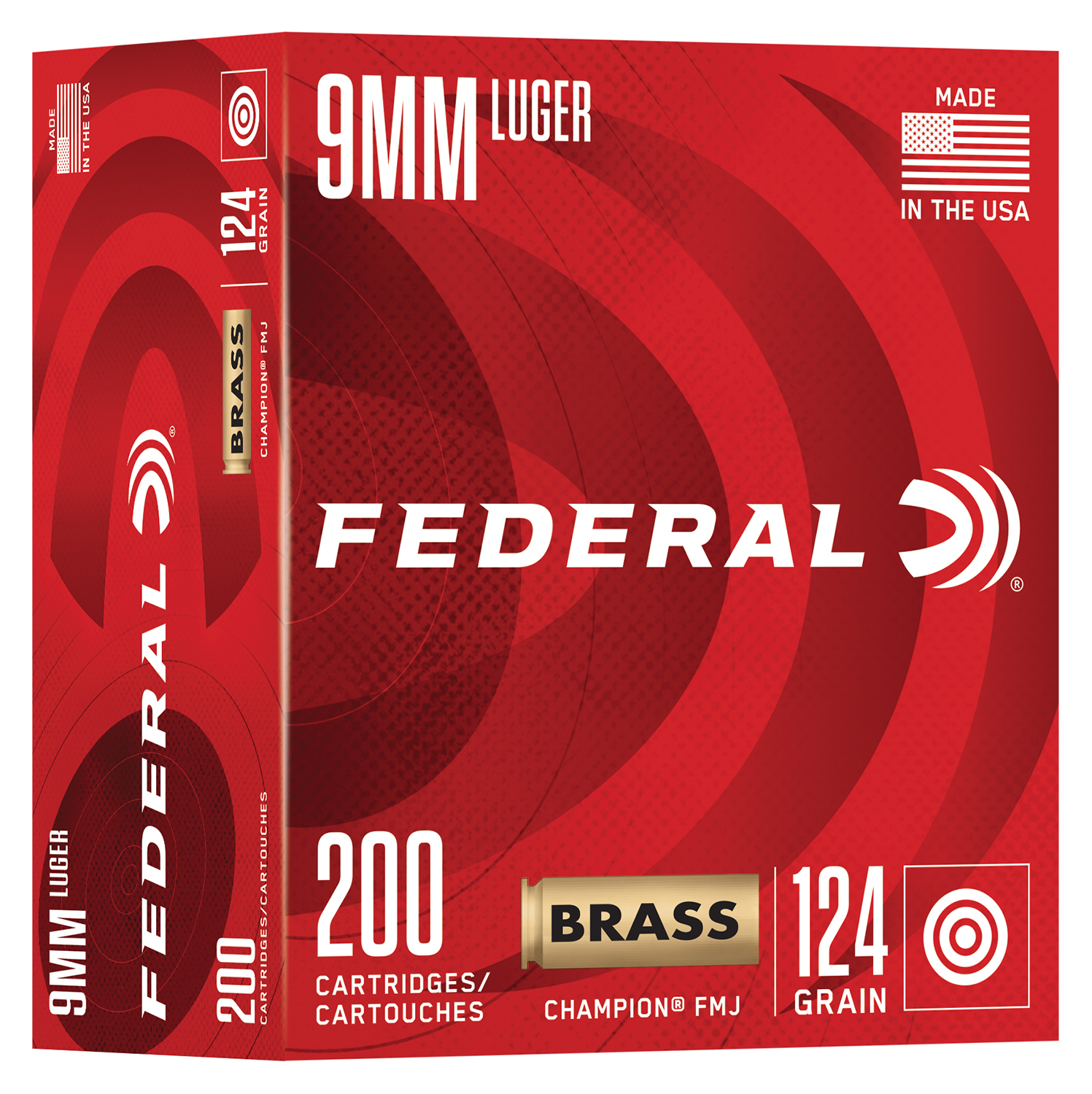 Federal 9mm Luger ammunition box, 200 cartridges.