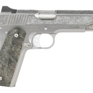 Engraved stainless steel pistol with unique design