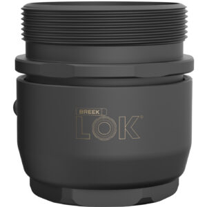 Black threaded connector fitting for industrial use.