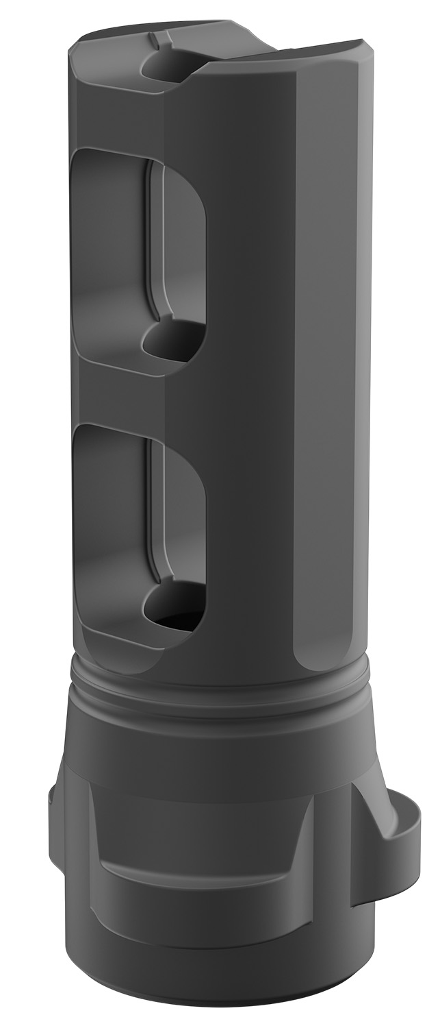 Gray cylindrical object with cutouts and base.
