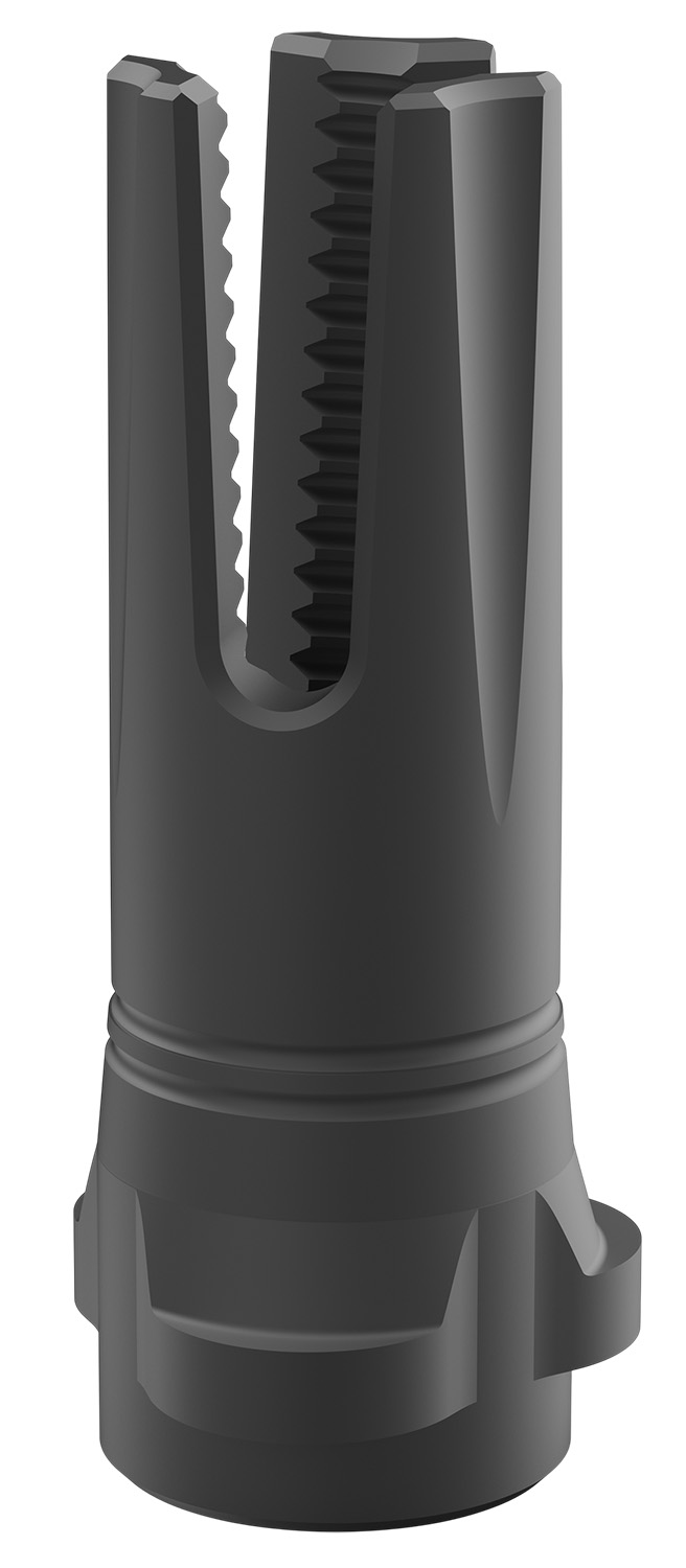 Black mechanical tool with serrated grip.