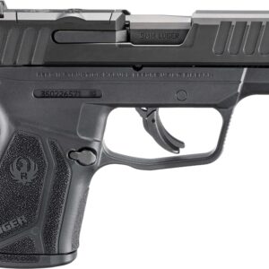 Black semi-automatic handgun with textured grip.