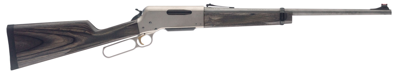 A stylish lever-action rifle with wooden details.