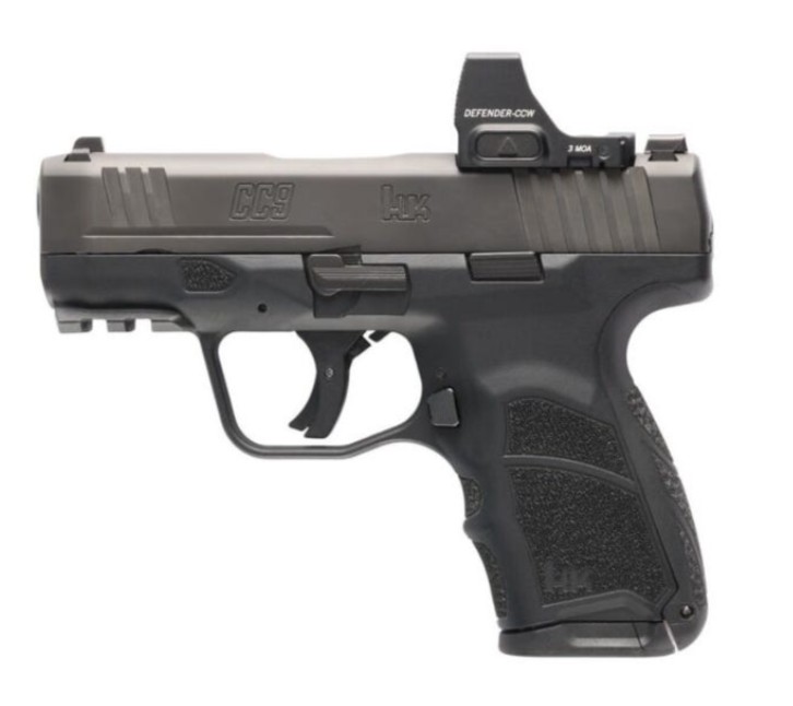 Compact handgun with red dot sight mounted