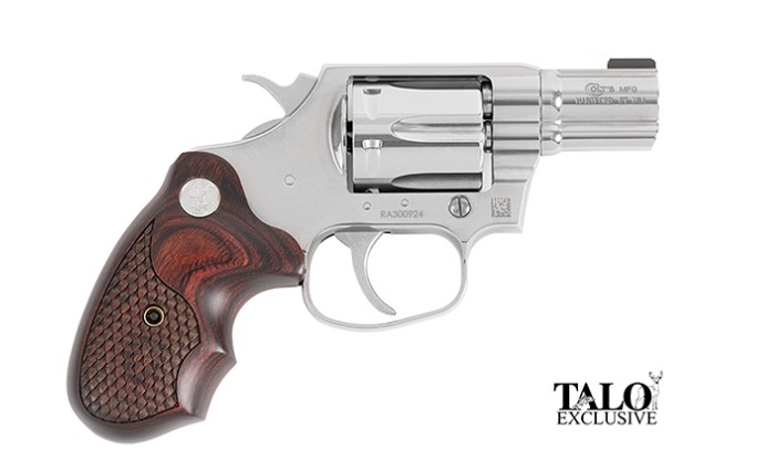 Silver revolver with wooden grip, TALO Exclusive