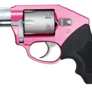 Pink revolver with silver cylinder and black grip