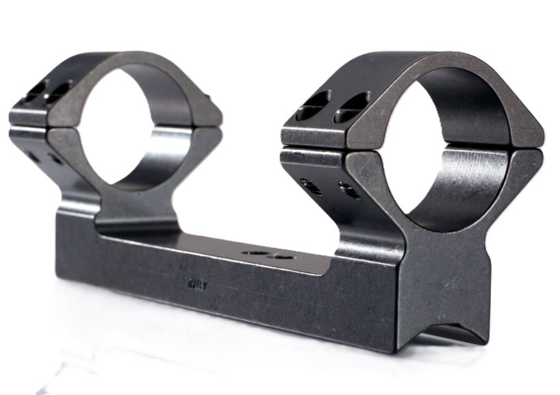 Black rifle scope mount with two rings