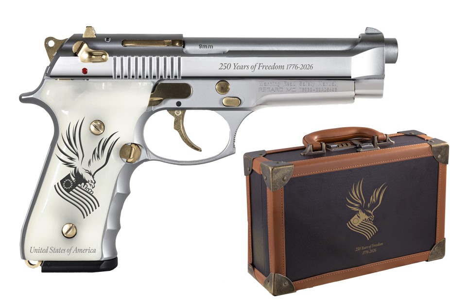 Decorative handgun with case commemorating American freedom