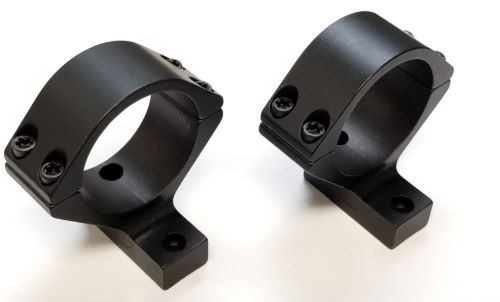 Pair of black metal scope mounts.
