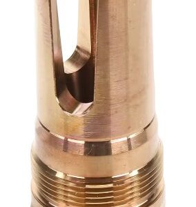 Close-up of a copper nozzle tip.
