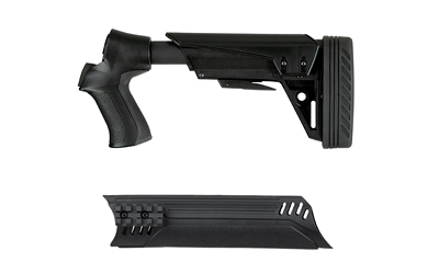 Adjustable firearm stock and forend in black