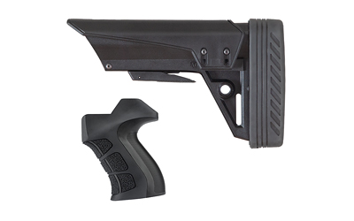 Black firearm stock and grip components